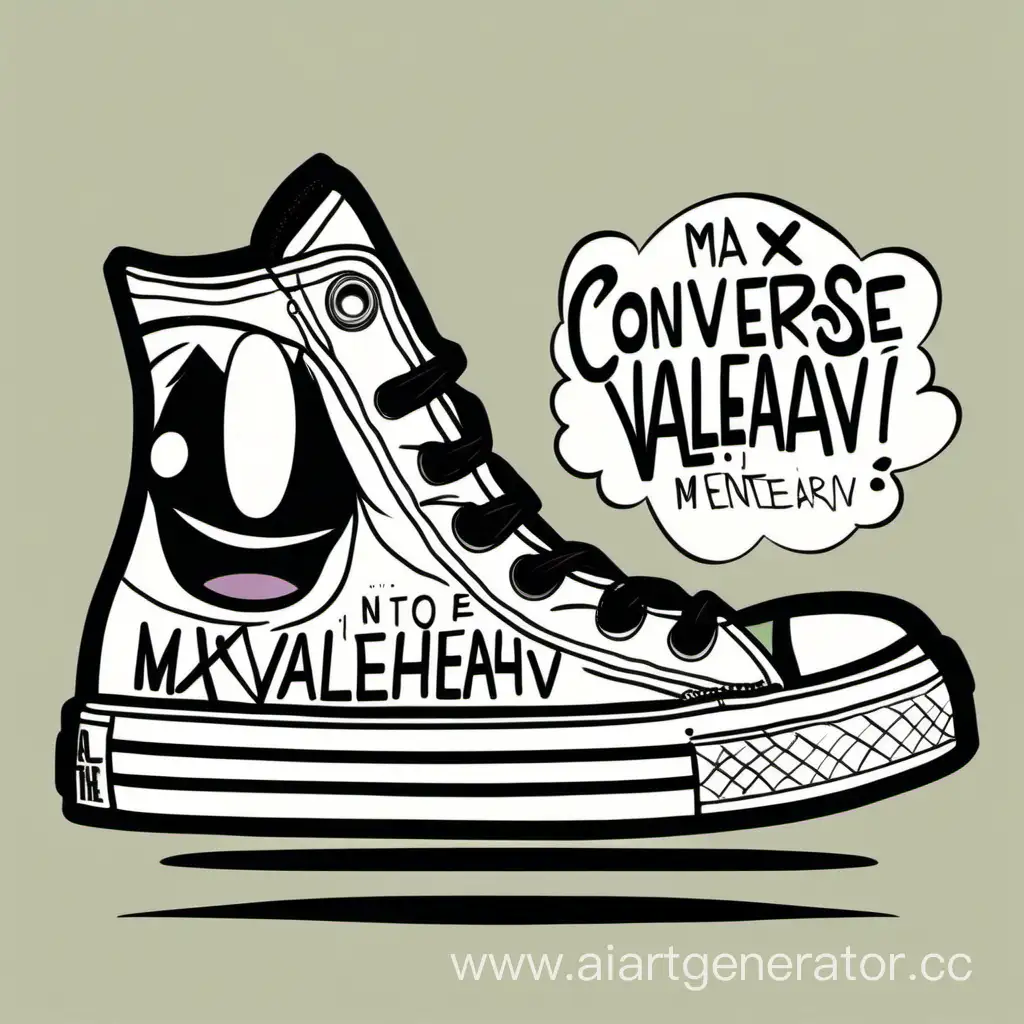 converse с надписью MAX VALEAHMETAV в мультяшном стиле