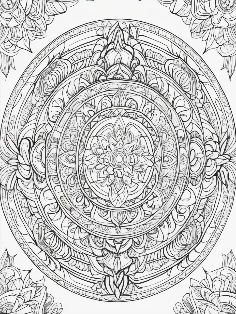 Coloring book pages with much white space that describes this paragraph" book cover for coloring book high-quality mandala coloring  using a quantum concepts Asian influence