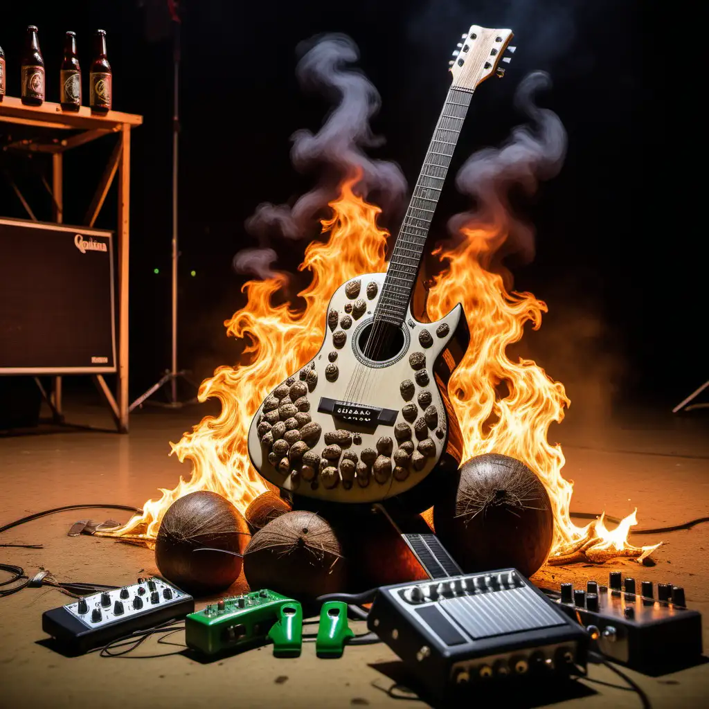 Fiery Guitar Concert with Coconuts Beer and Weed