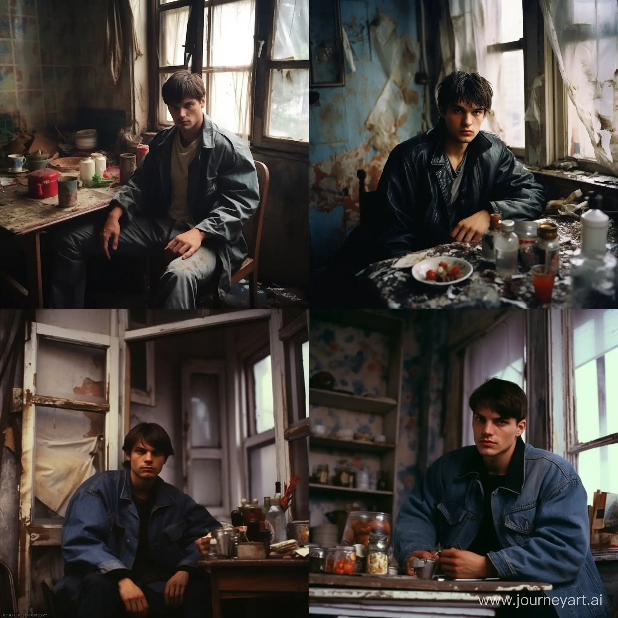 Ashton-Kutcher-Embraces-1990s-Nostalgia-in-Rainy-Soviet-Apartment-Scene