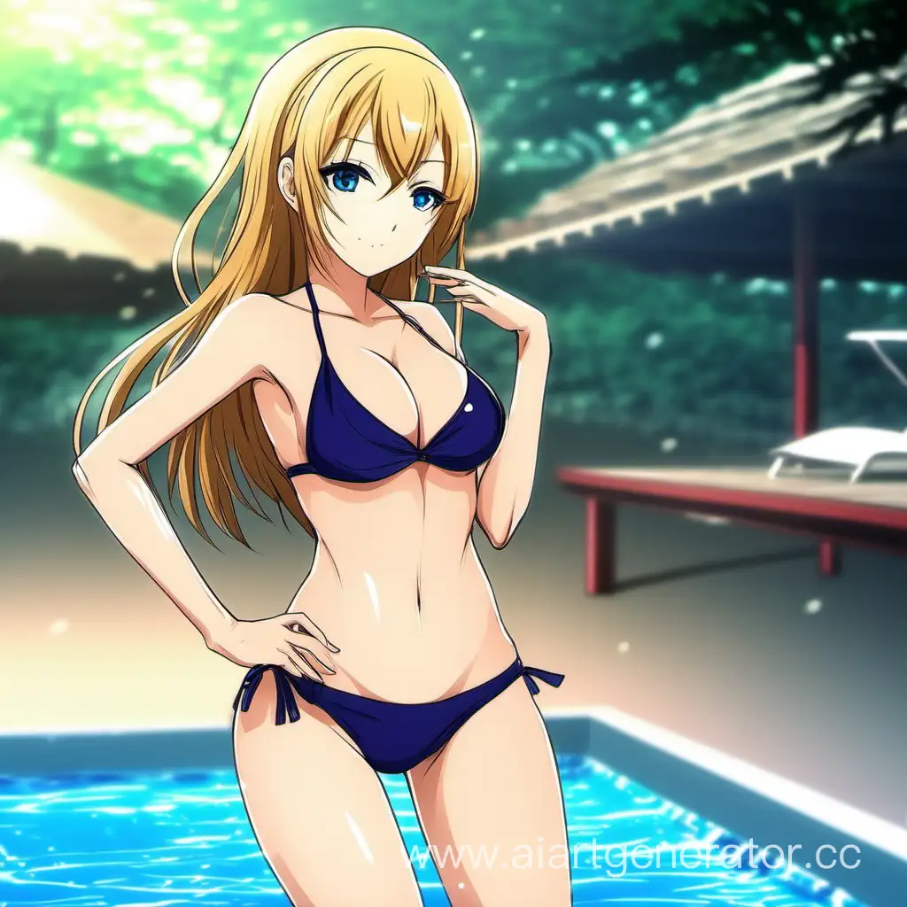 Красивая девушка аниме в купальнике