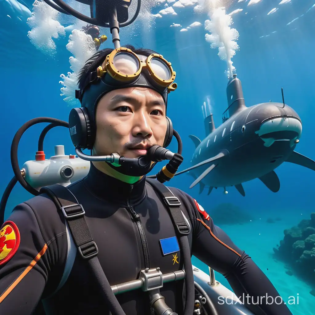 Chinese hero Fu Wentao submarine diving