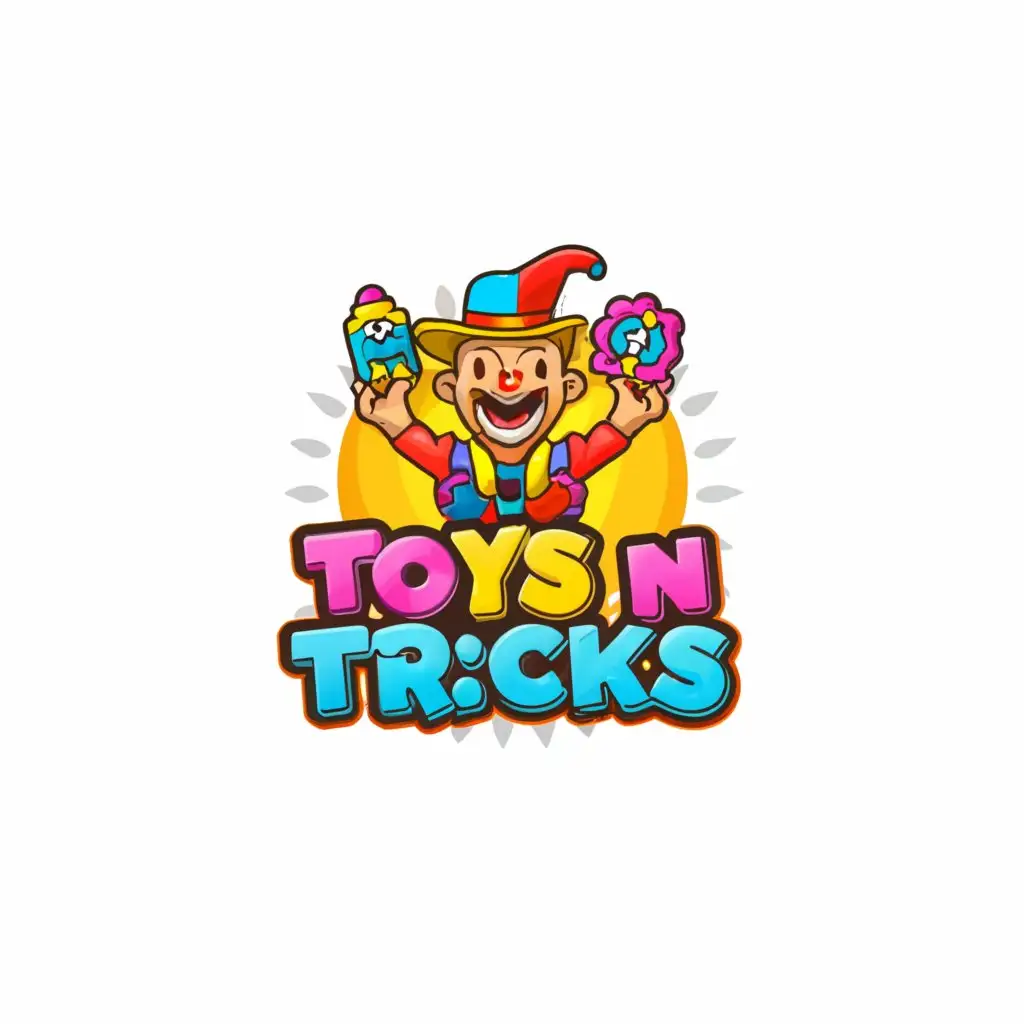 a logo design,with the text "Toys 'n' Tricks", main symbol:a colorful joyful tricky catchy icon for toys and tricks to all genders and ages,Moderate,be used in Entertainment industry,clear background