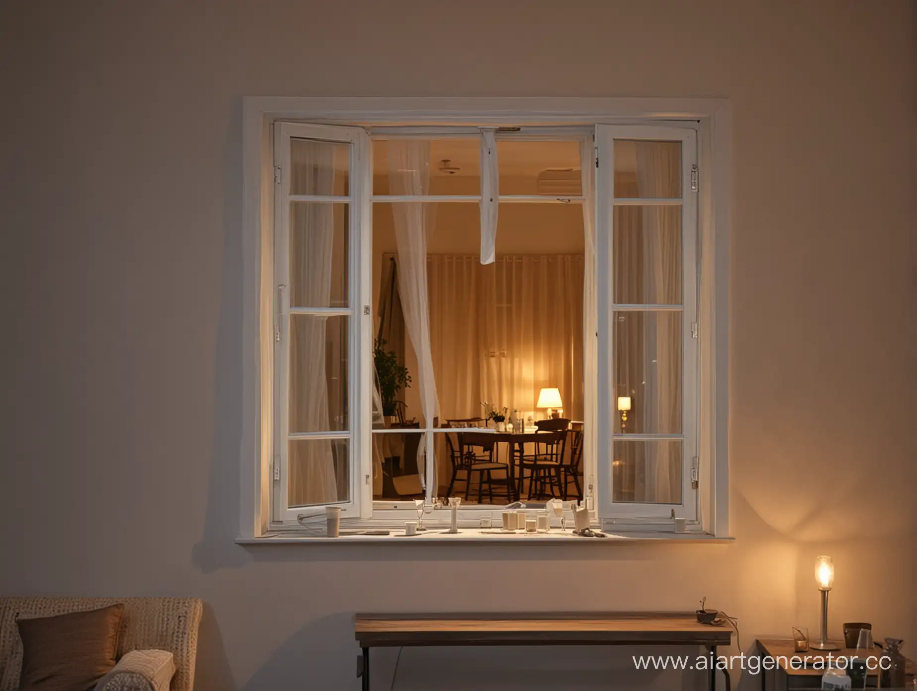 Romantic-Evening-Scene-in-an-Urban-Apartment-with-Window-View