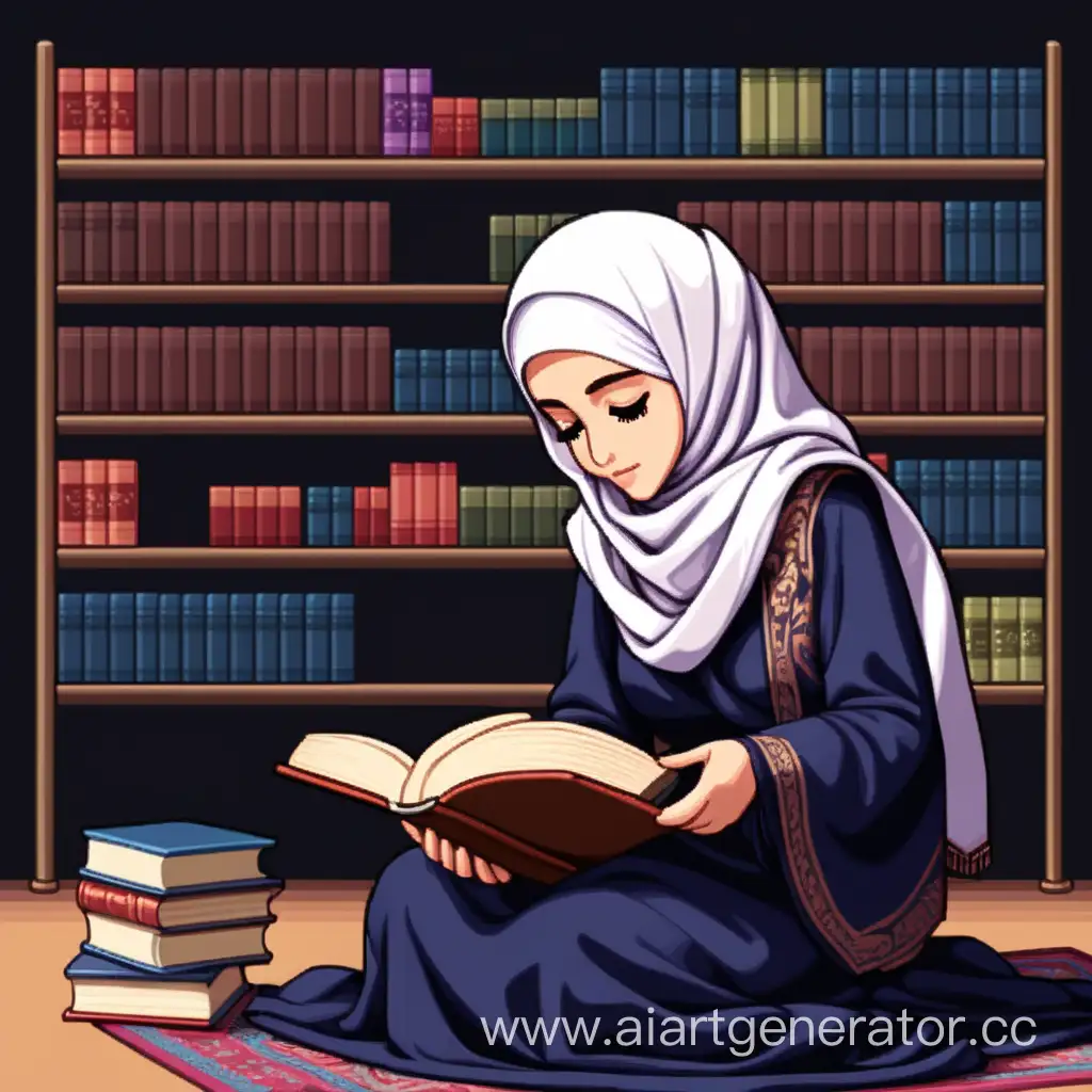 HijabWearing-Woman-Reading-a-Book-in-a-ChadorClad-Environment