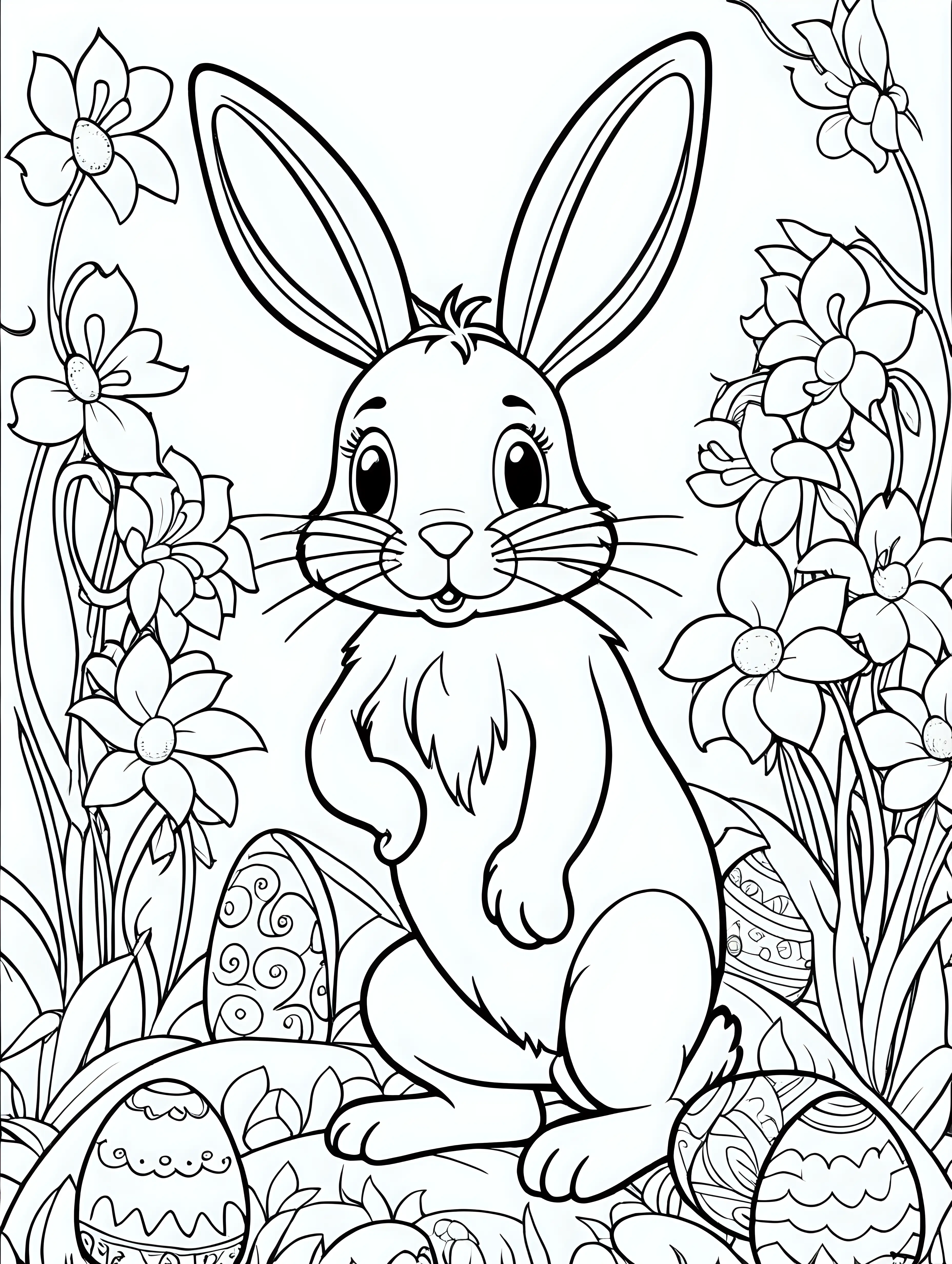 Easter Bunny Coloring Book Cover for 47 Year Olds Full Color Vector HD Illustration