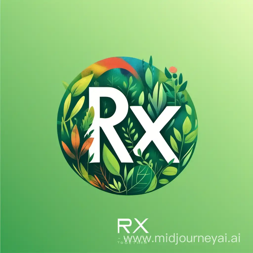 Make me a logo with the words "Rx Outside Together" that reflects nature and human's being inseparable. Use colors that are consistent with colors used in the most popular websites for nature and ecology
