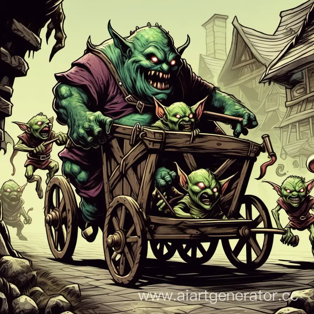 Fantasy-Scene-Goblins-Dragging-Monstrous-BellyBound-Cart