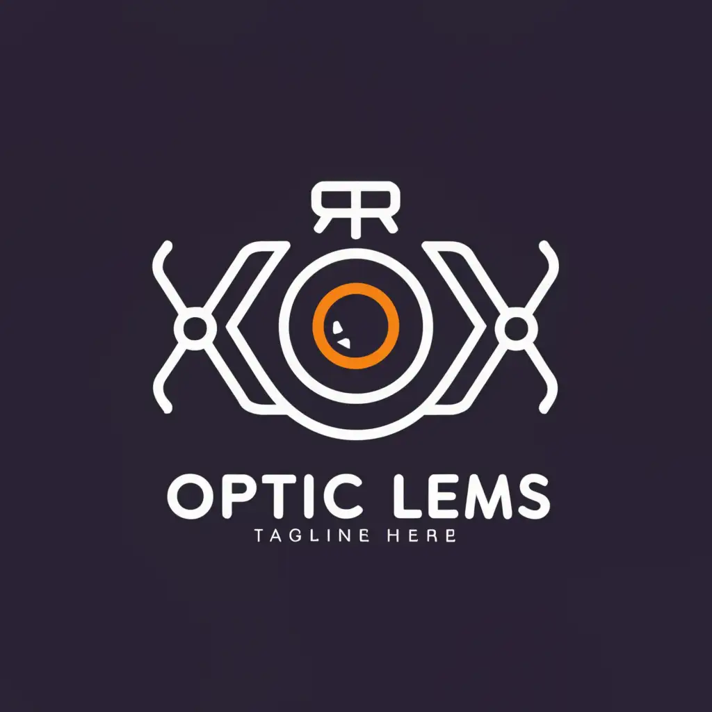 a logo design,with the text "Optic Lems", main symbol:Camera and Drone,Moderate,be used in Travel industry,clear background