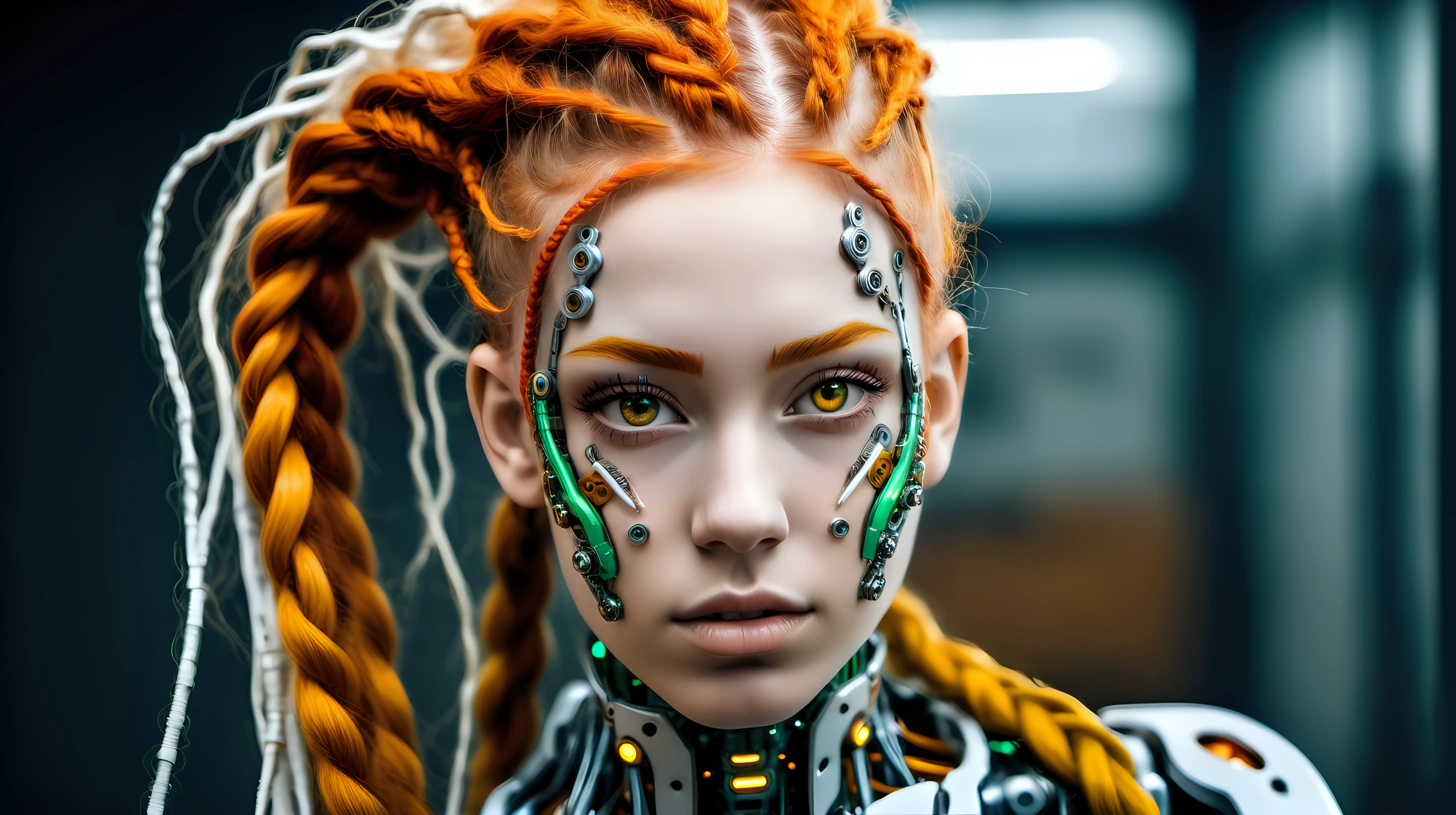 Stunning Cyborg Beauty with Multicolored Braids