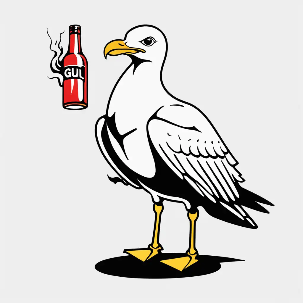 Revolutionary seagull logo. No writing. Just head. No body. With molotov cocktail.