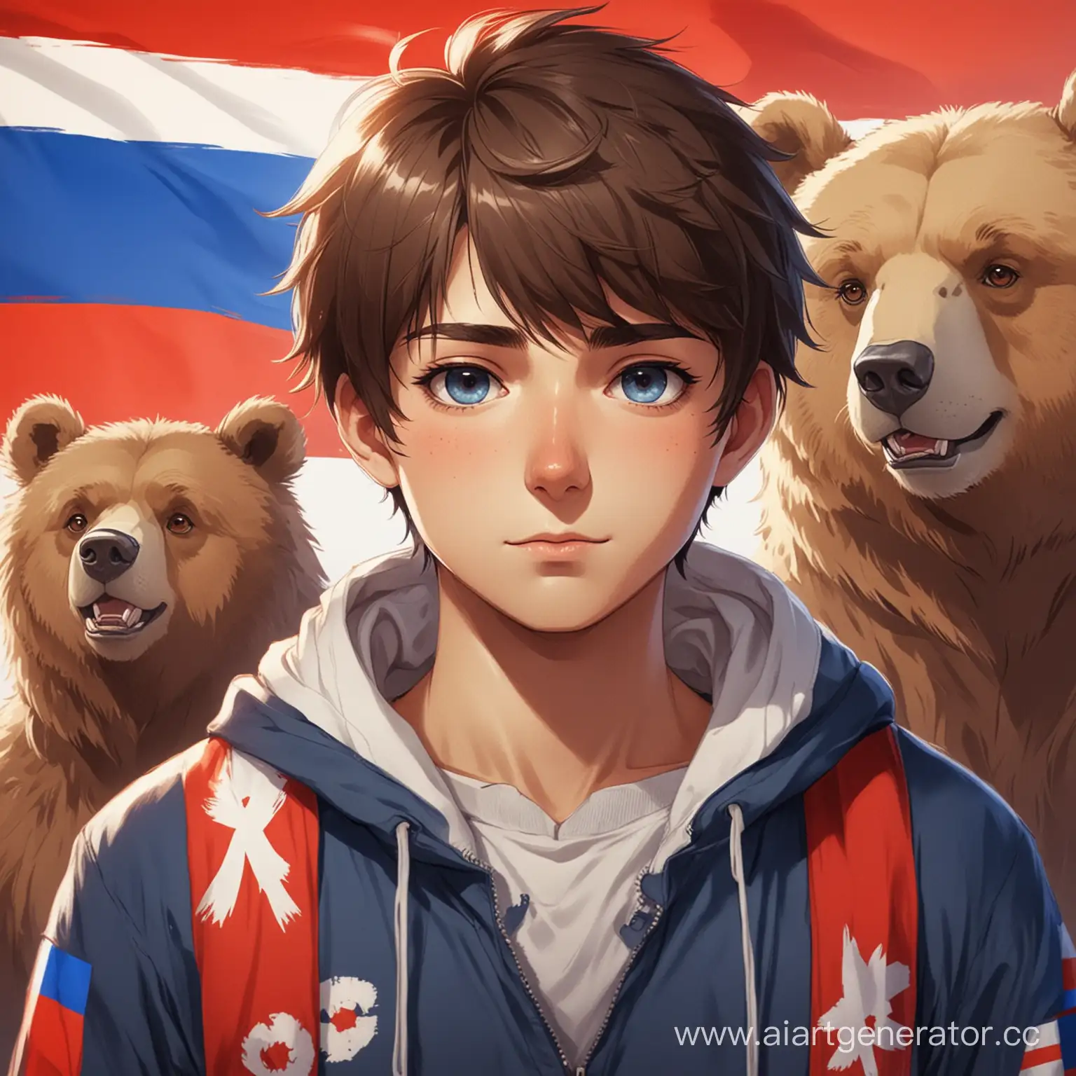 Russian-Anime-Boy-with-Bear-and-Flag-Background