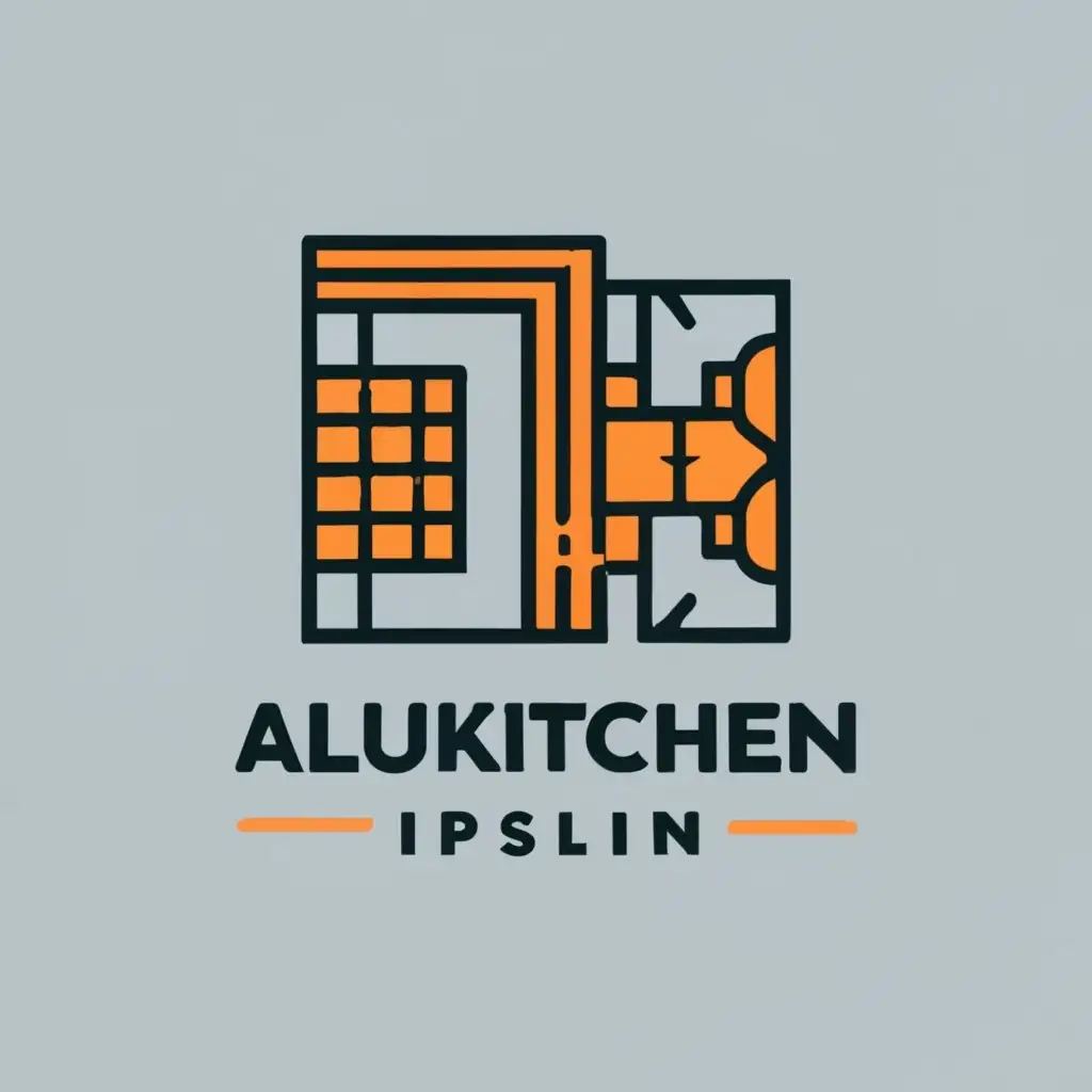 logo, window or kitchen, with the text "Alukitchen", typography, be used in Construction industry