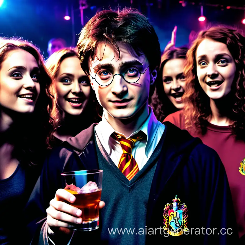Гарри Поттер в ночном клубе пьёт алкоголь