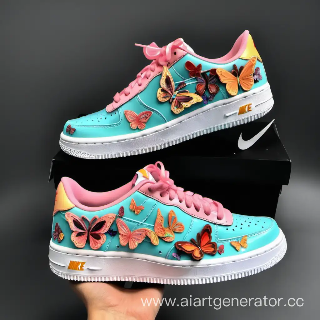 Nike-Sneakers-Adorned-with-Vibrant-Butterflies-and-Flowers
