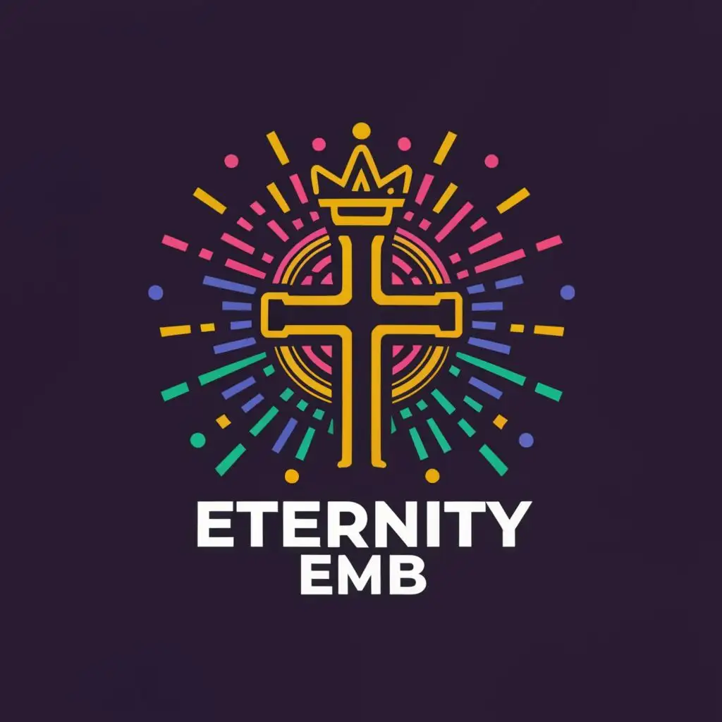 LOGO-Design-For-Eternity-Emb-Crowned-Cross-with-Horn-Speaker-Emitting-Dazzling-Rays-of-Light