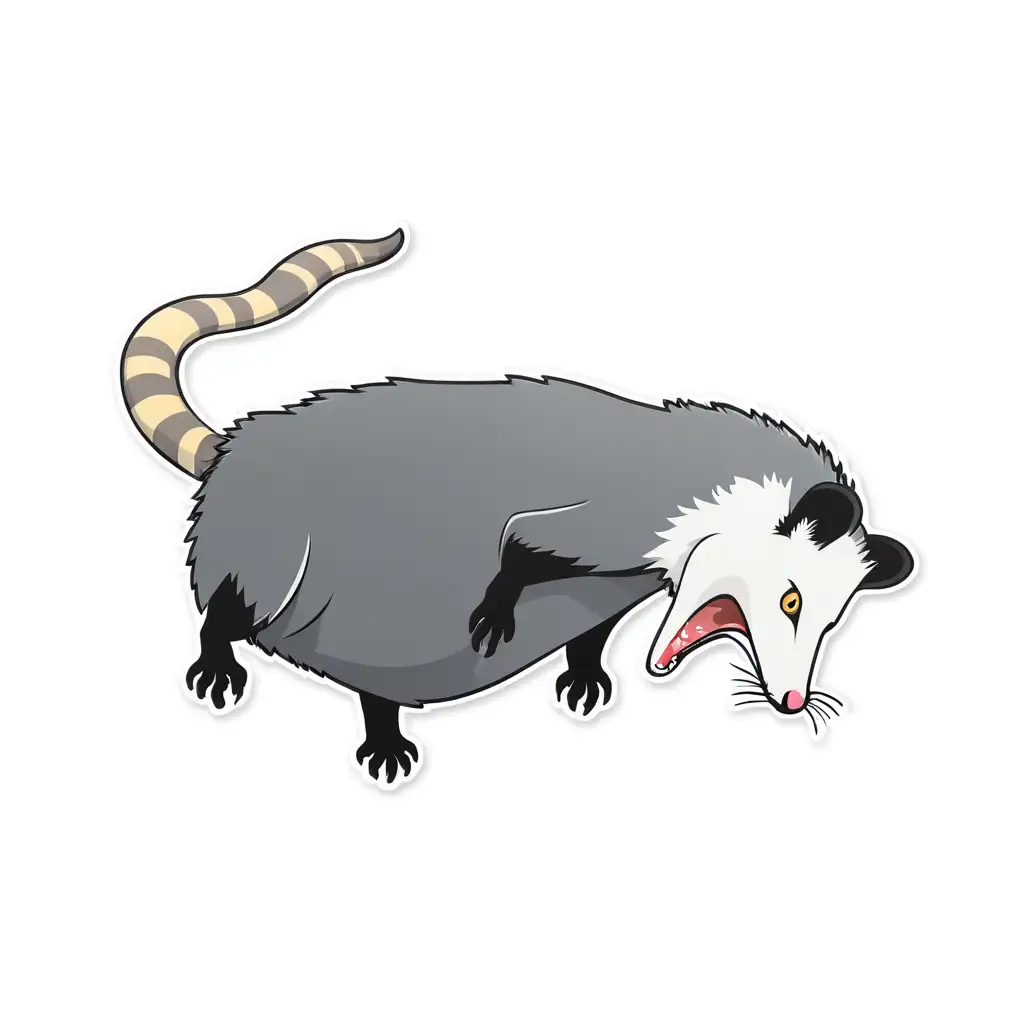 die cut sticker possum laying upside playing dead