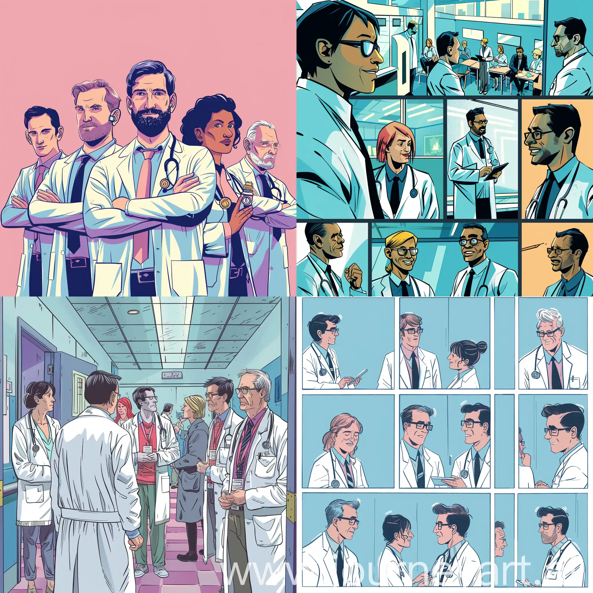 Нариуй комикс про врачей которые собираются на конференцию по онкологии