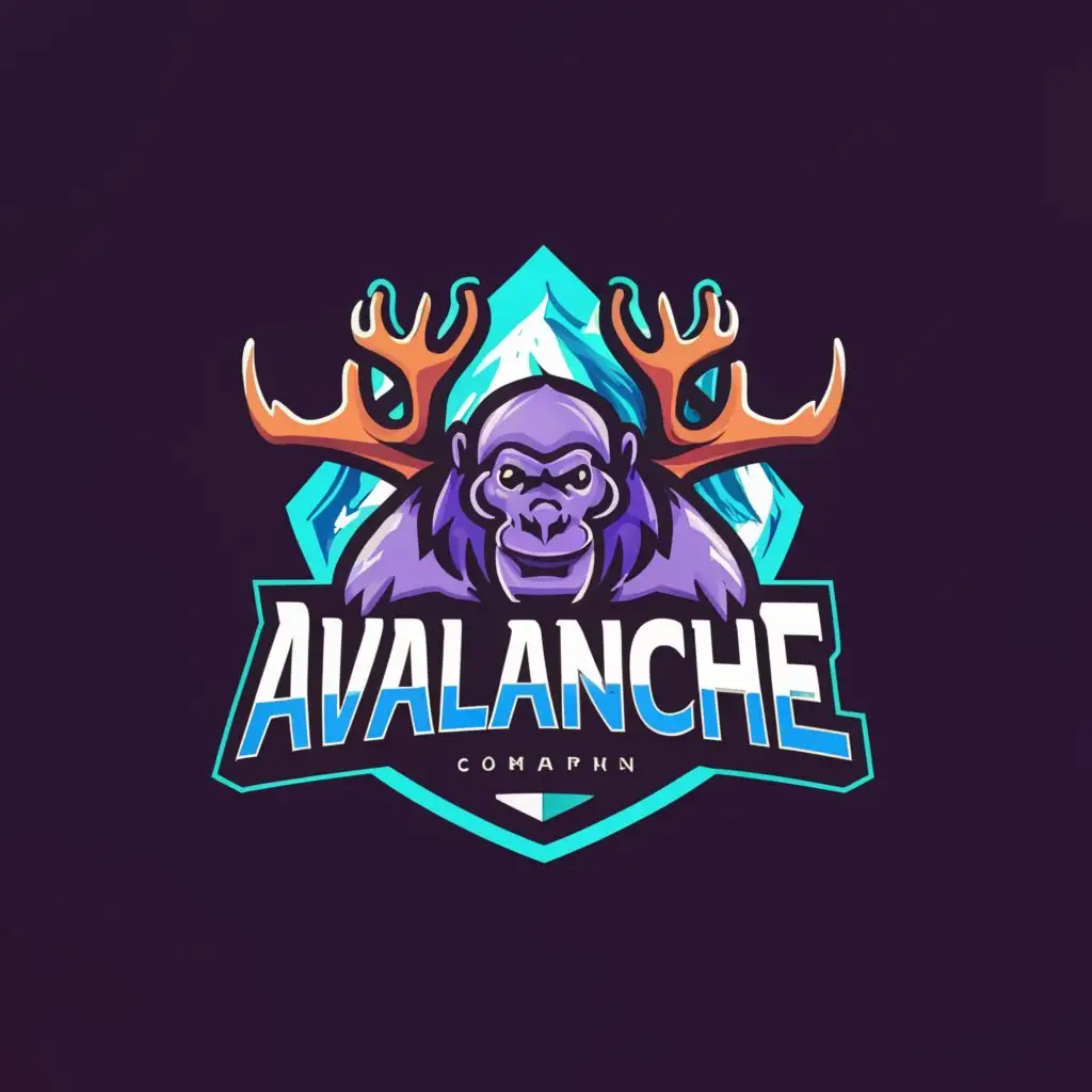 LOGO-Design-For-Mr-Avalanche-Powerful-Gorilla-with-Majestic-Moose-Antlers-on-a-Clean-Background