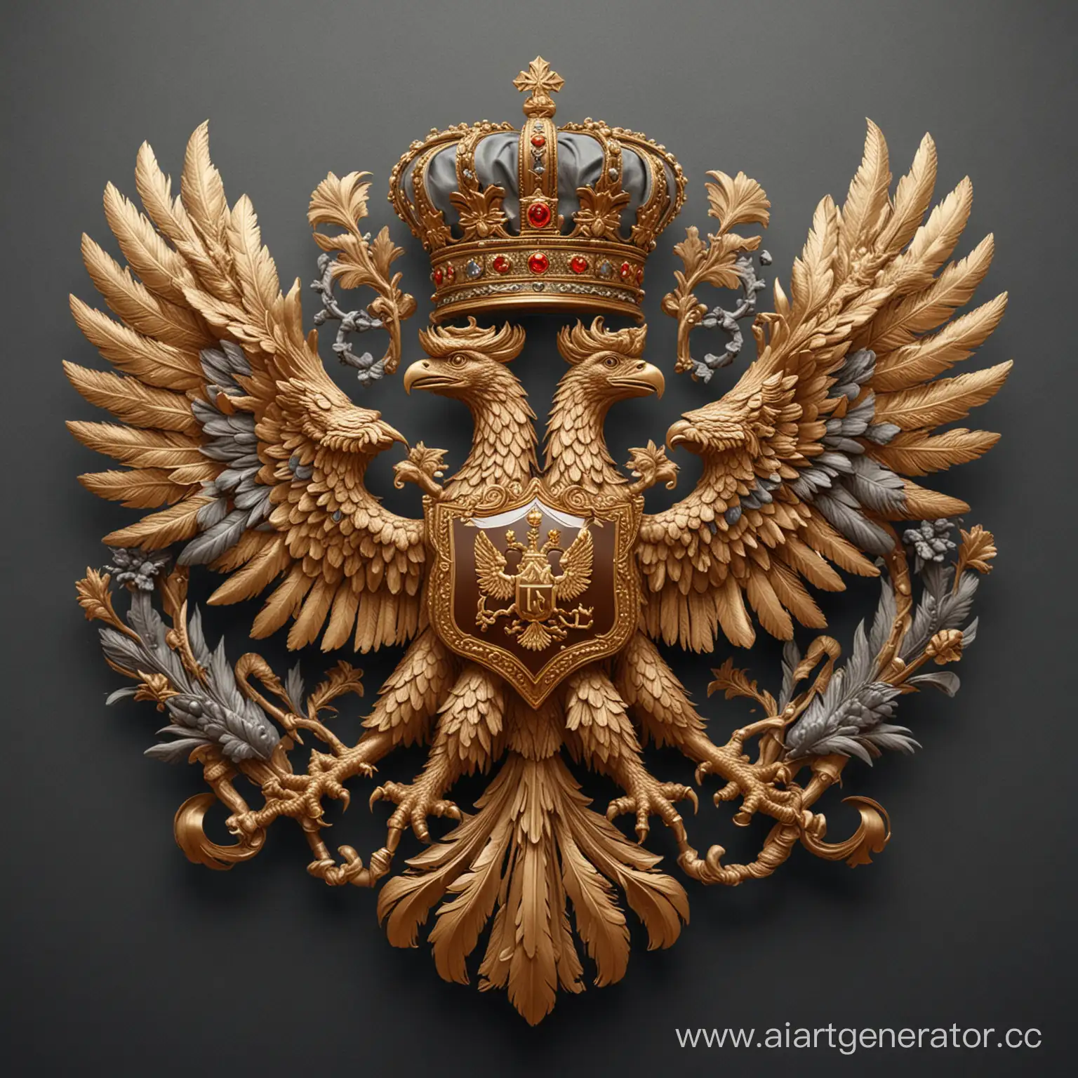Сгенерируй изображение в стиле Российской империи для аватарки без людей, с элементами такими как двуглавый орел, императорская корона и имперские символы величия