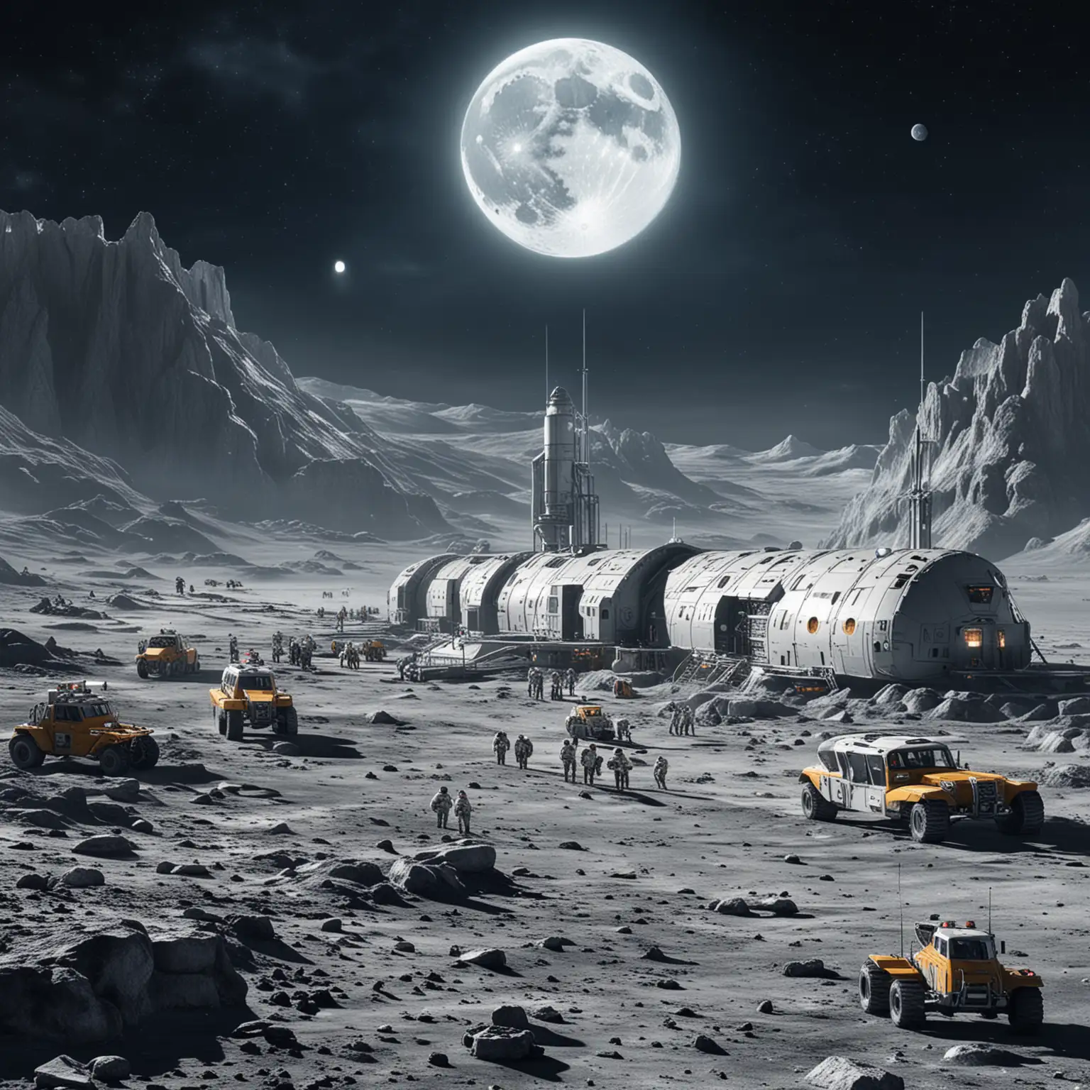 Moon Base Futuristic Lunar Colony with Advanced Technology