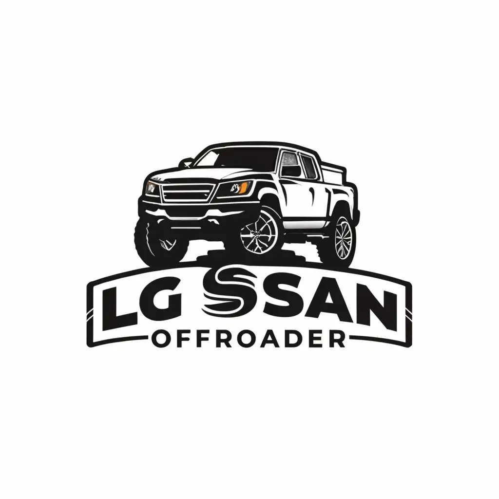 a logo design,with the text "LG SAN OFFROADER", main symbol:OFFROAD, MUD, TRUCK,complex,be used in Automotive industry,clear background