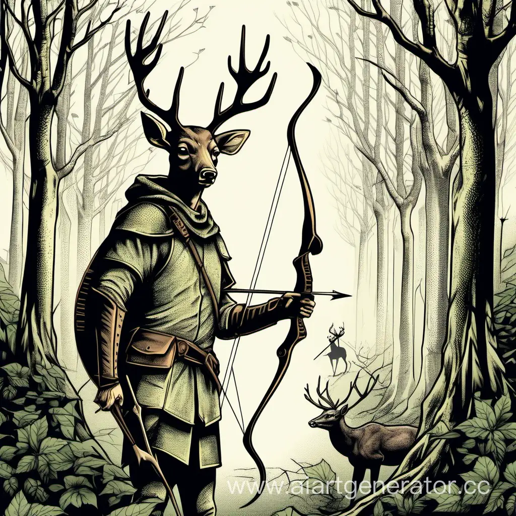 Robin-Hood-Archer-in-Enchanted-Forest-with-Deer-Companions