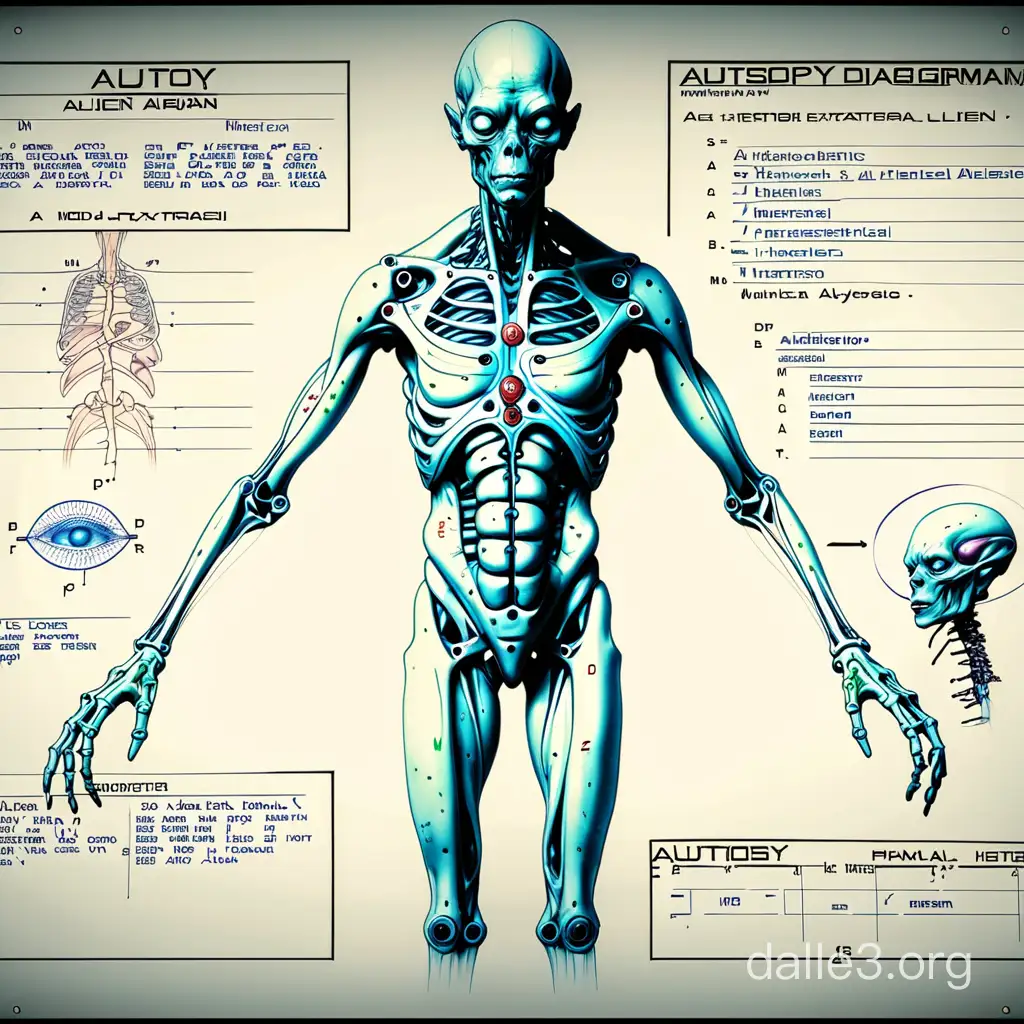 Hypothetical Alien Autopsy Diagram Extraterrestrial Anatomy Revealed ...