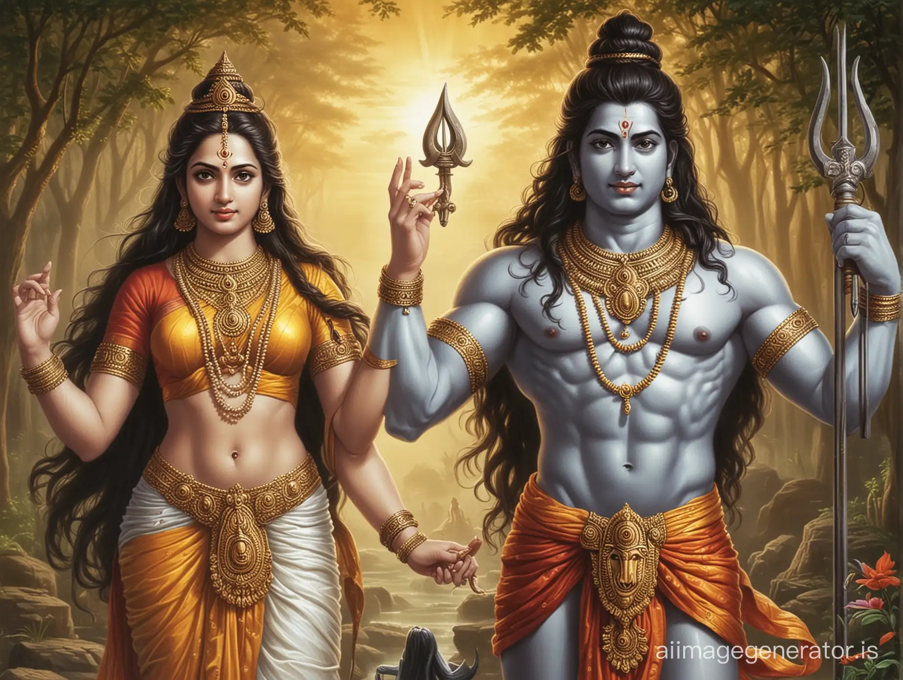 Divine-Couple-Lord-Shiva-and-Parvati-in-Reverent-Embrace