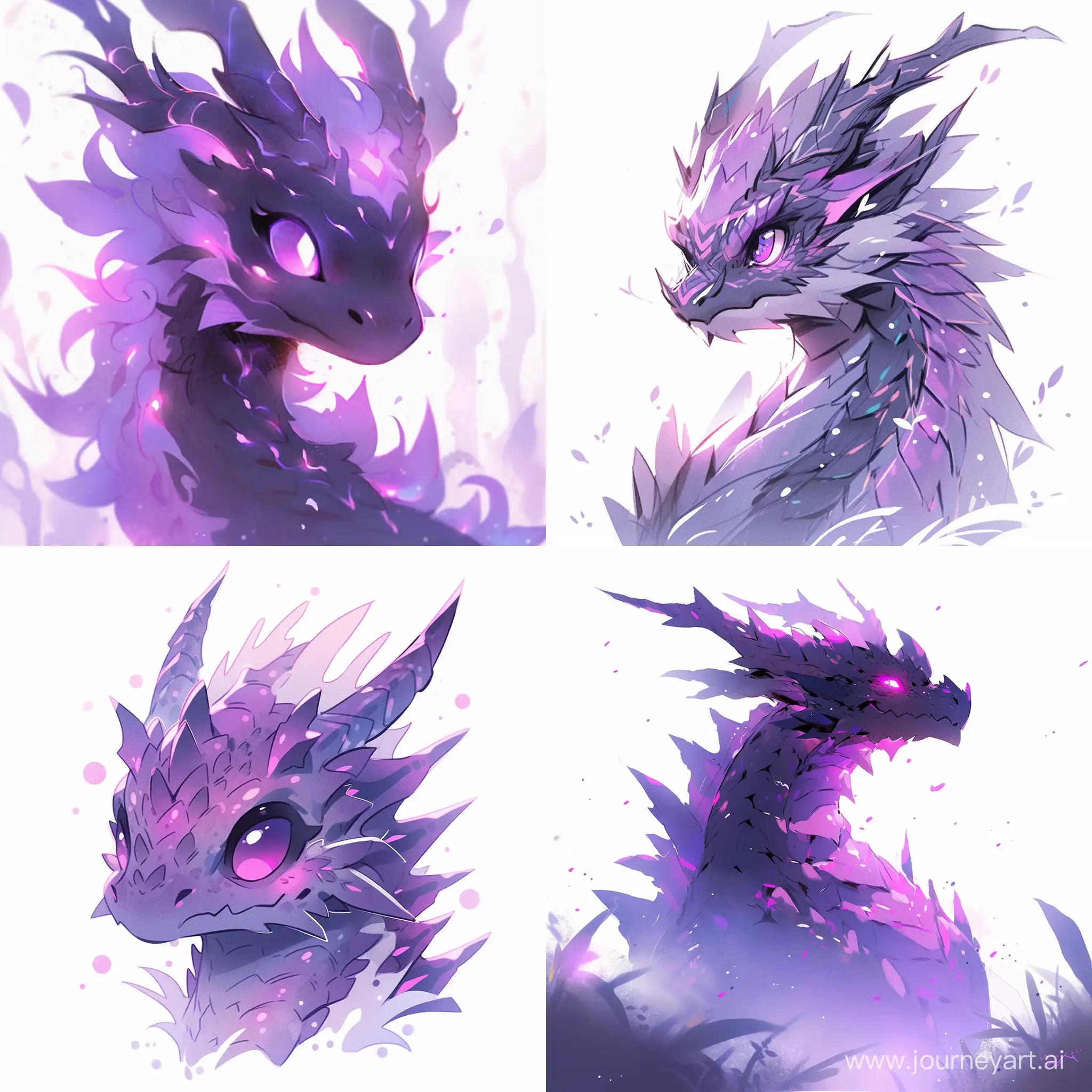 purple anthropomorphic dragon with 2 horns and purple eyes, glossy skin, stylized like ovopack draw style, contrasting colors and slightly lower saturation, soft and hard strokes, without outlines --s 250 --niji 5