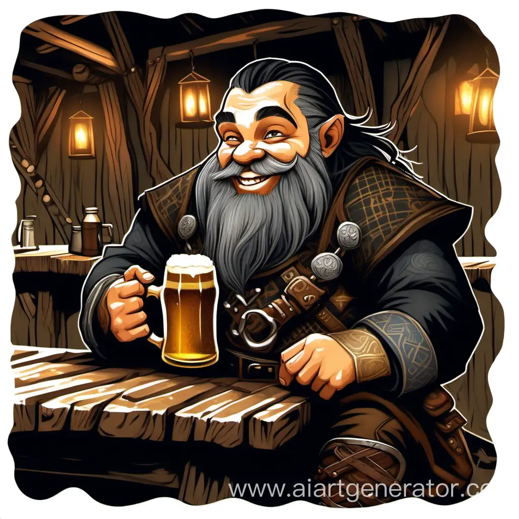 Cheerful-Dwarf-Enjoying-Beer-in-a-RunePatterned-Tavern