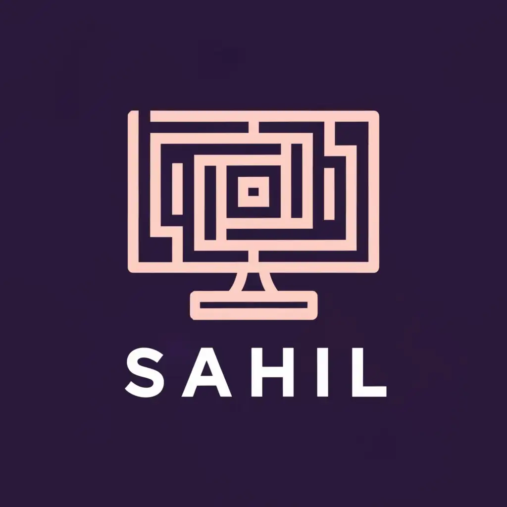 a logo design,with the text "SAHIL", main symbol:desktop,complex,clear background