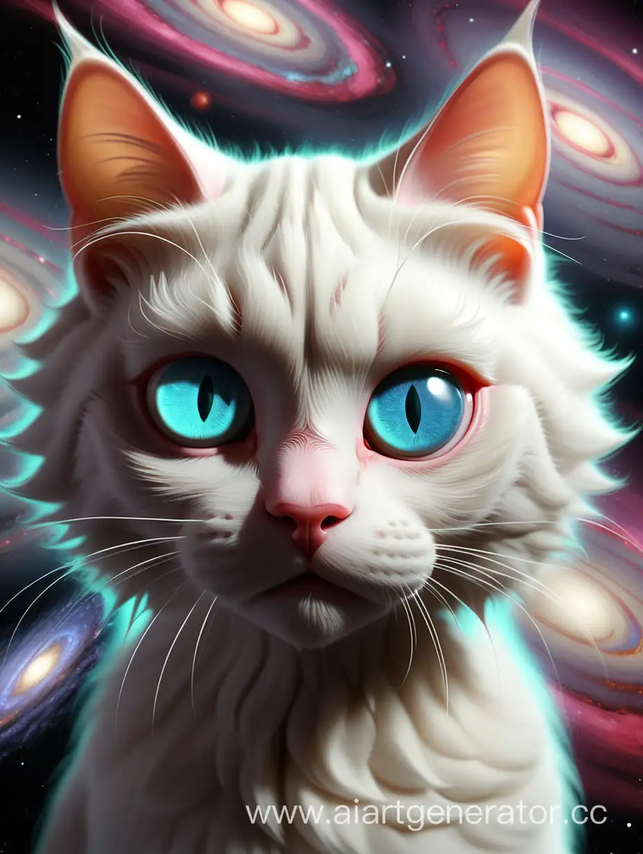 Кот у которого в глазу начинает появлятся космос который переходит в галактику и во вселенную