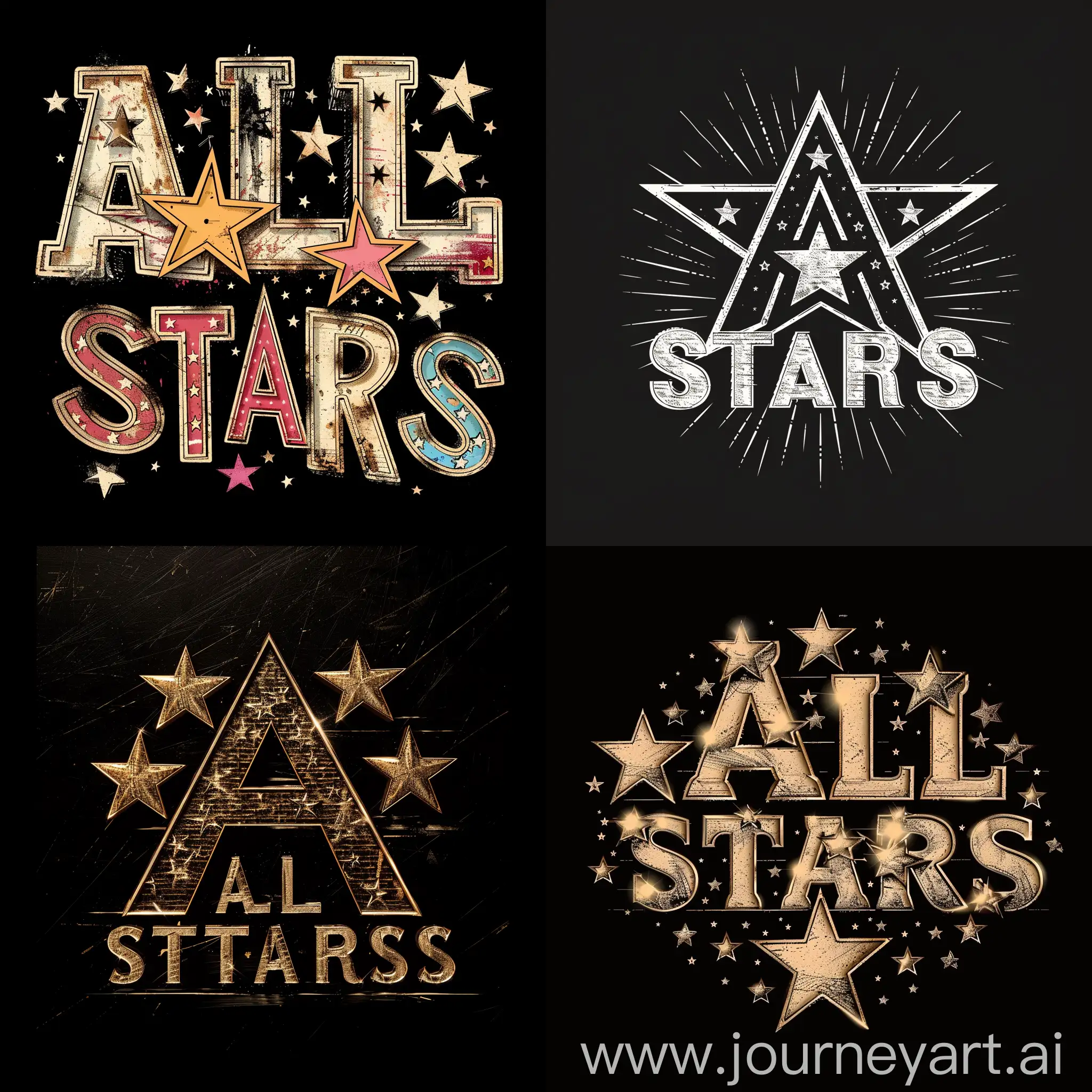 the inscription "ALL STARS" on a black background. There should be a star in the letter "A"