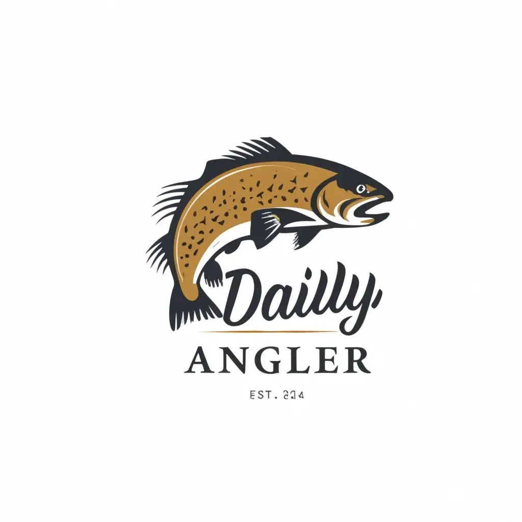 logo, Trout, with the text "Daily Angler", typography, EST. 2024