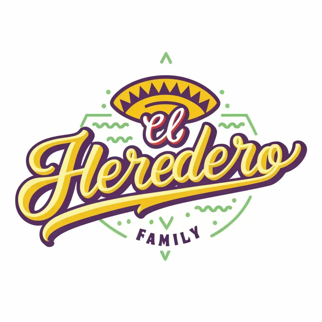 a logo design,with the text "TAQUERIA EL HEREDERO", main symbol:color: yellow, lime purple,complex,clear background