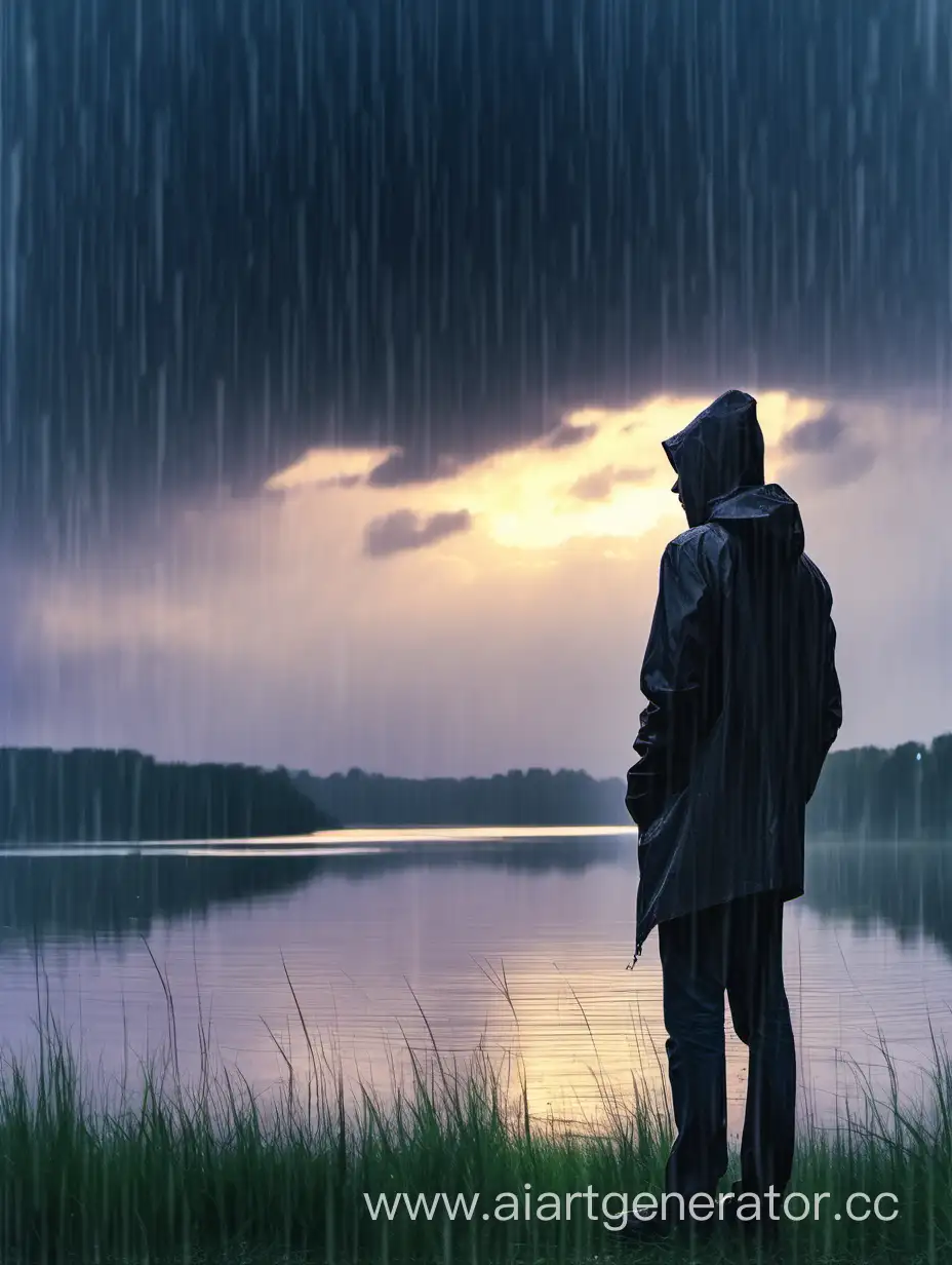 Man-Gazing-into-the-Twilight-Horizon-Over-Rainy-Lake
