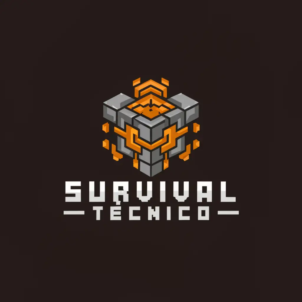 a logo design,with the text 'SURVIVAL TÉCNICO', main symbol:main symbol for a minecraft technical youtube series,Minimalistic,be used in Technology industry,clear background