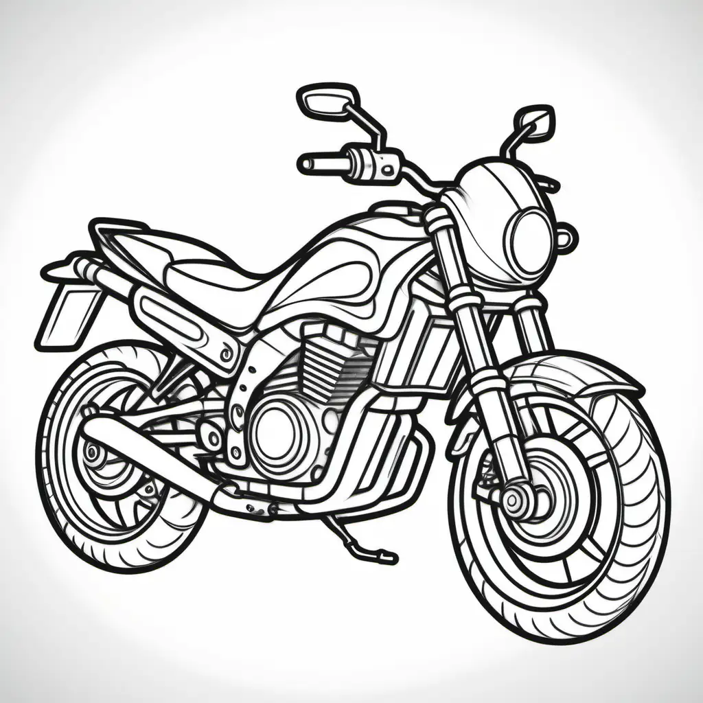 Vibrant Coloring Book for Kids with Motorbike on a Transparent Background