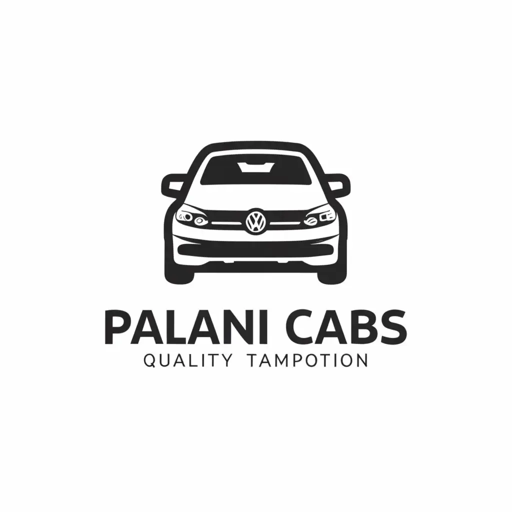 a logo design,with the text "Palani Cabs", main symbol:a Volkswagen Ameo
 car,Moderate,be used in Travel industry,clear background
