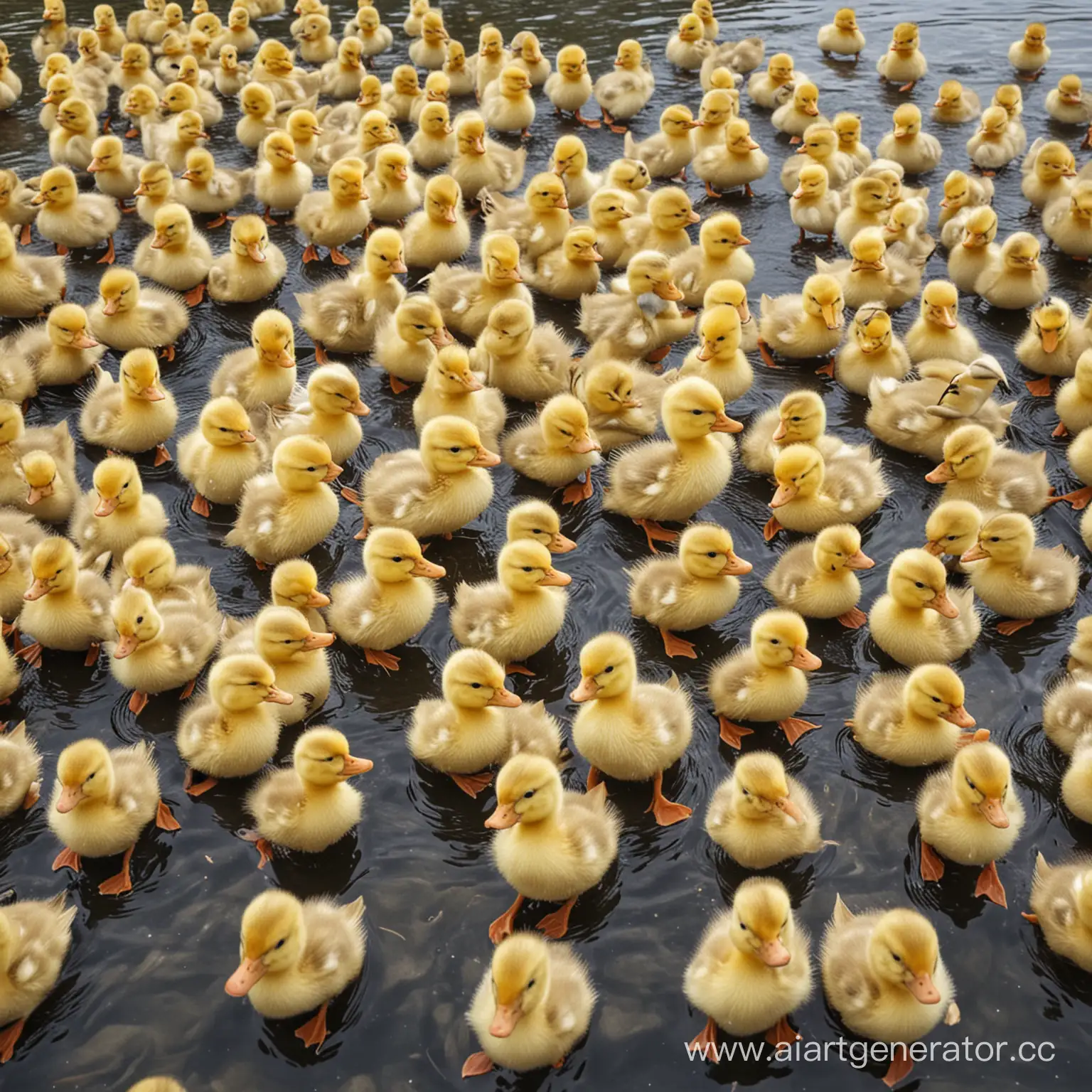 Adorable-Flock-of-Little-Yellow-Ducklings-Exploring
