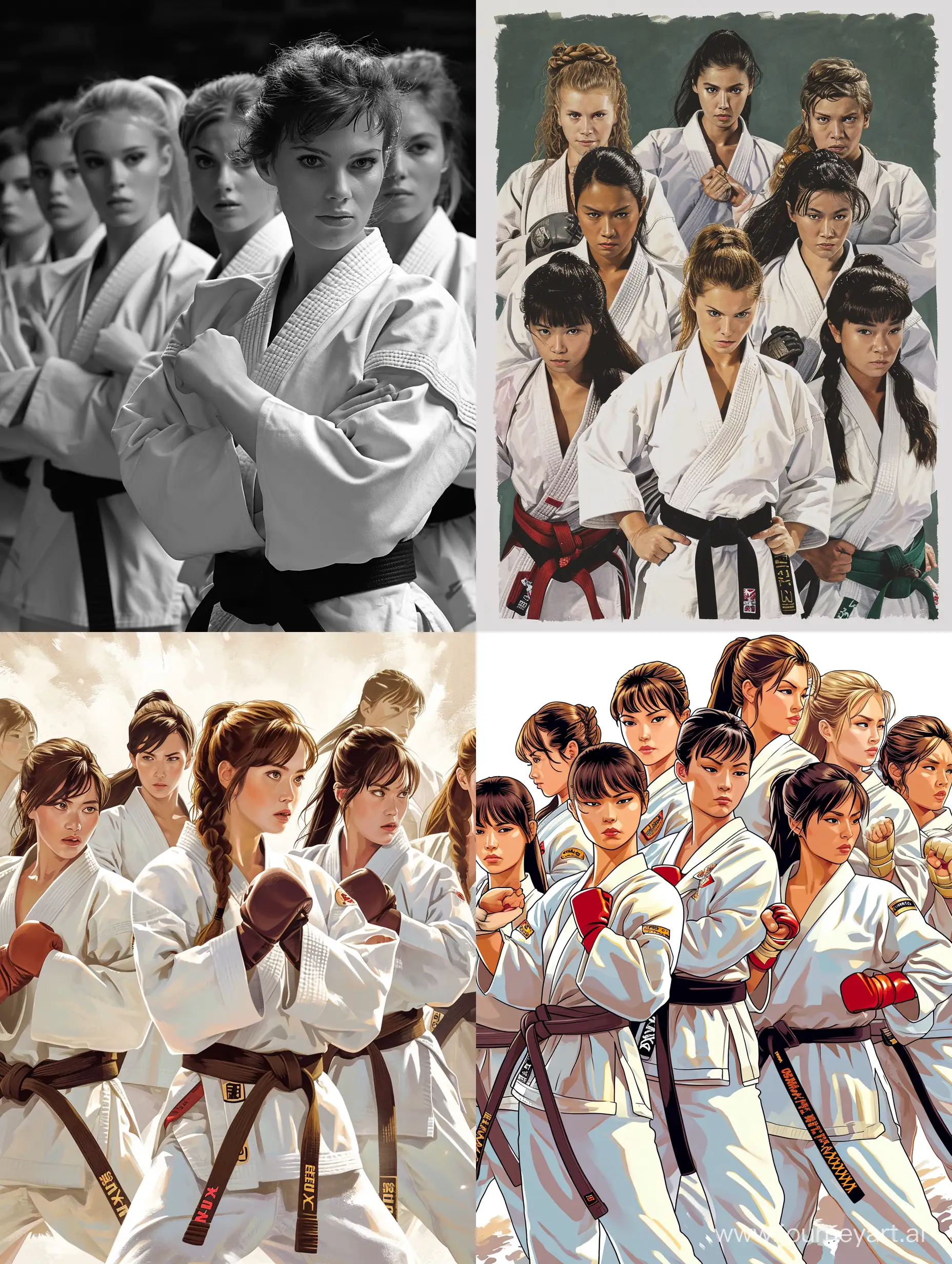 a gang of female karate experts  