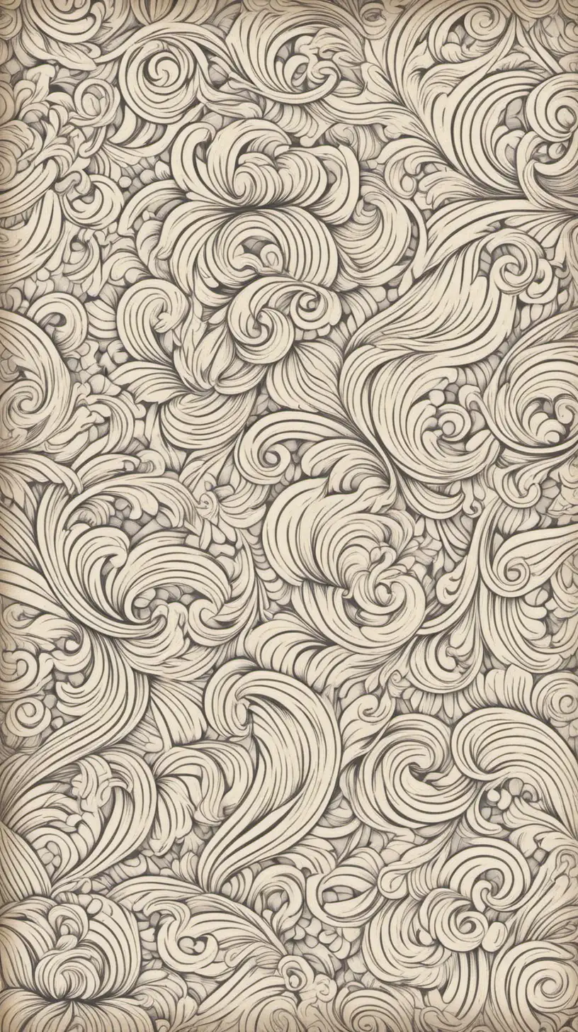 Vintage patterned background, black line work, transparent background