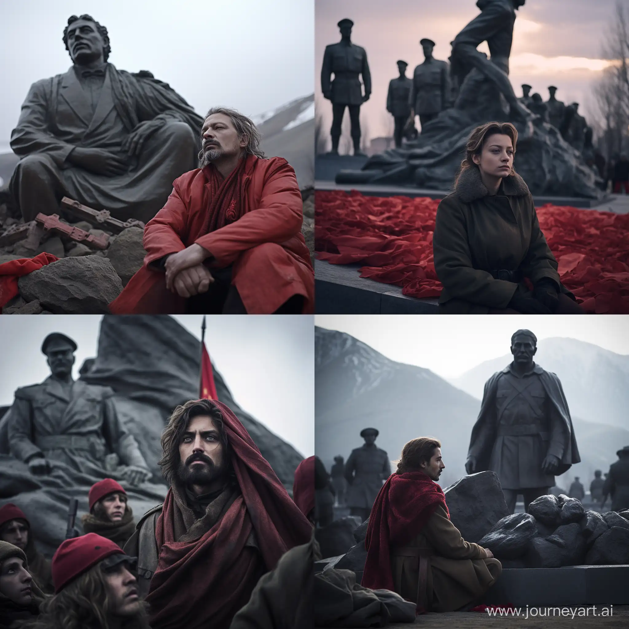 Soviet-Afghan-War-Memorial-Filming-Intense-Emotion-in-Cinestill-50D-Silver-and-Red