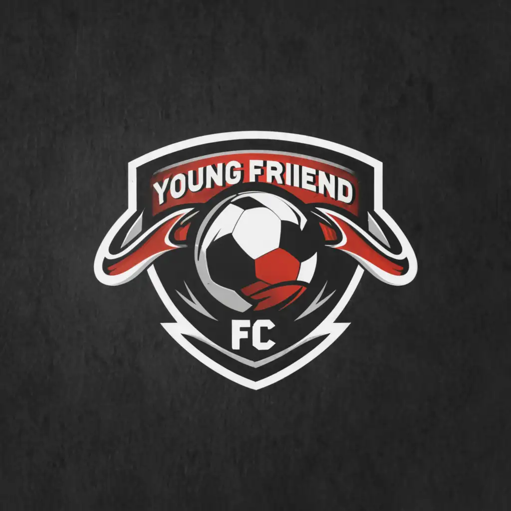 a logo design,with the text "YOUNG FRIEND FC", main symbol:Football,Moderate,be used in Sports Fitness industry,clear background