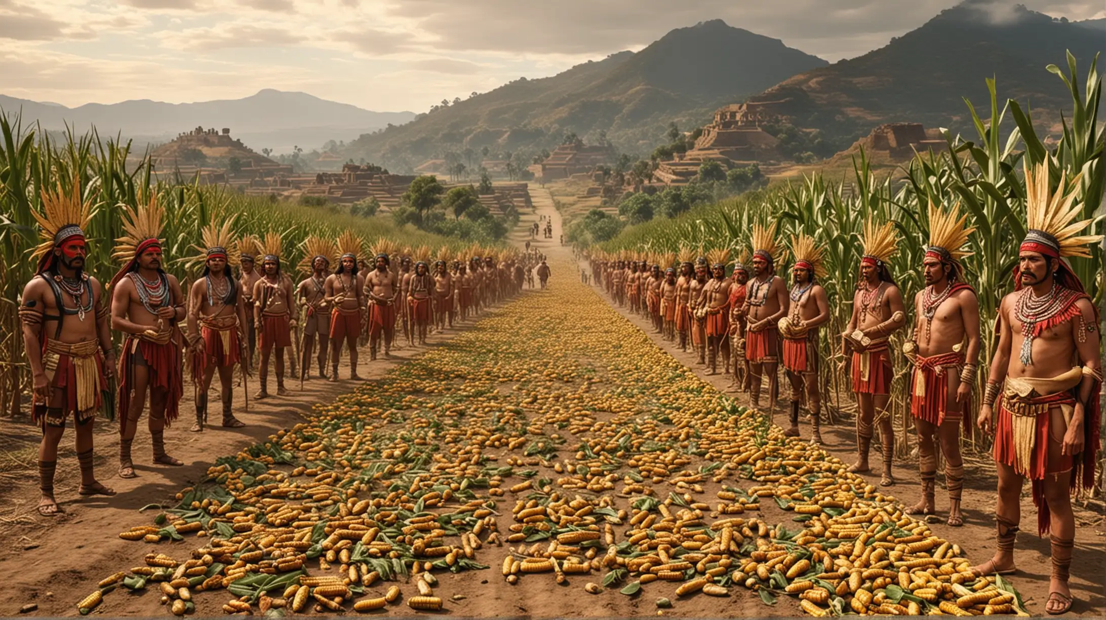 dame una foto realista de  los  azteca La economía se basada en la agricultura cultivaban maíz