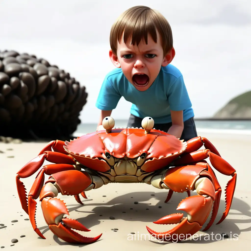 Huge crab eats a small person