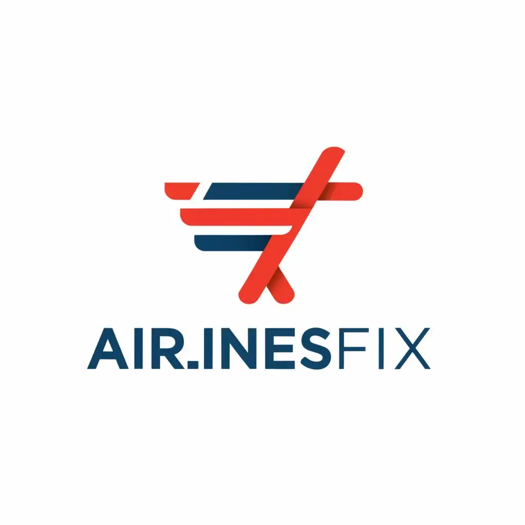 a logo design,with the text "airlinesfix", main symbol:minimalist and clean logo, with red and blue context,complex,be used in Entertainment industry,clear background