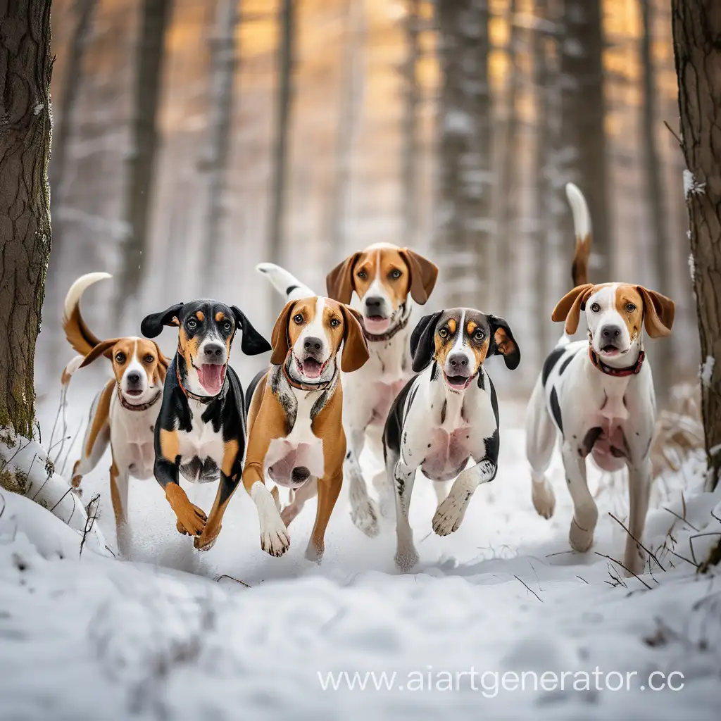 Energetic-Hounds-Running-Through-Lush-Forest