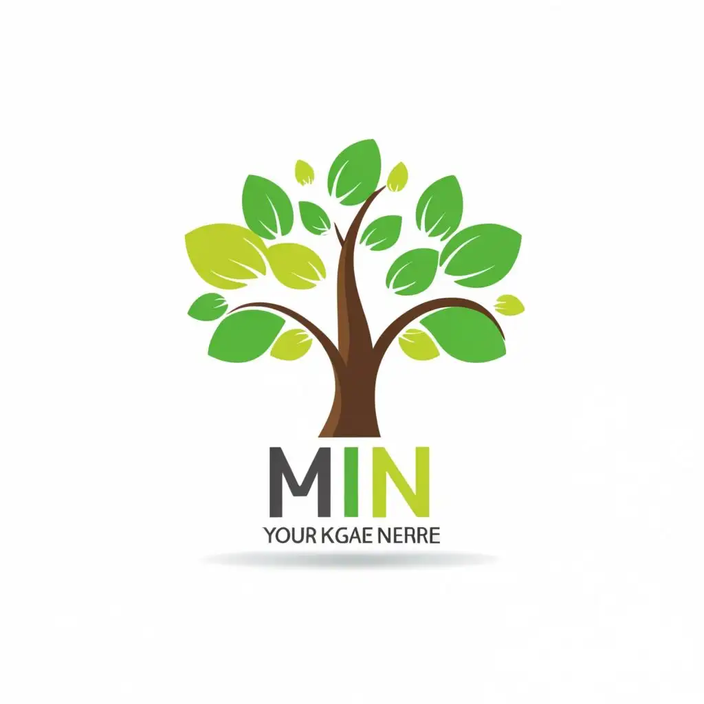 logo, tree, AI technology, deforestation, application, with the text "MIN", typography, be used in Technology industry